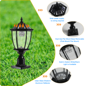 20 Golden Solar Powered LED Outdoor Lantern, Vintage Garden Light With Elegant Glass Design For Pathways, Yards, And Patios 1-Pack