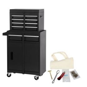 Tool Chest, 5-Drawer Rolling Tool Storage Cabinet With Detachable Top Tool Box, Liner, Universal Lockable Wheels, Adjustable Shelf, Locking Mechanism,
