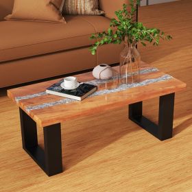 Teak Wood Patio Table With River Feel Epoxy Tabletop