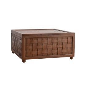 Farmhouse Coffee Table With Storage, Large Square Coffee Table For Living Room, Brown
