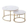 VEVOR Nesting Coffee Table Set of 2, 27.6 in Round Coffee Table, Nesting Tables for Small Place, Vintage End Side Tables Night Stand with Metal Frame,