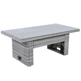 Outdoor Furniture Set Patio Rattan Furniture Set with an Adjustable Table, Recliners with Extendable Side Tables, and Two Ottomans For Patio, Lawn, Ba