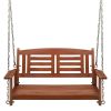 112*53*52cm 500lbs With Chain Double Wooden Swing Reddish Brown
