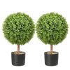 VEVOR 2x Artificial Boxwood Ball ��40,6cm Garden Deco Boxwood in Flowerpot Ball Artificial Boxwood Ball Artificial Plant made of PE, Wood, PP incl. 4