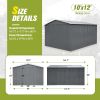 10' x 12' Steel Outdoor Storage Shed, Galvanized Steel Metal Garden Shed with Lockable Doors, Heavy-Duty Storage Tool House for Garden, Backyard, Pati