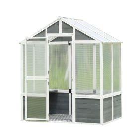 Greenhouse, Wooden Greenhouse Polycarbonate Garden Shed for Plants, 76''x48''x86'' Walk-in Outdoor Plant Gardening Greenhouse for Patio Backyard Lawn,