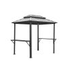Grill Gazebo 8' �� 6', Aluminum BBQ Gazebo Outdoor Metal Frame with Shelves Serving Tables, Permanent Double Roof Hard top Gazebos for Patio Lawn Deck