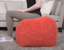 Spongy Microfiber Square Pouf, Coral