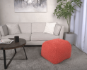 Spongy Microfiber Square Pouf, Coral