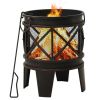 Rustic Fire Pit with Poker ��16.5"21.3" Steell