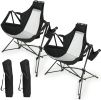 Hammock Camping Chair, Folding Portable Rocking Chair, Aluminum Alloy Adjustable Back Swinging Chair with Pillow Cup Holder, Recliner with Carry Bag f