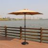 8.8 feet Outdoor Aluminum Patio Umbrella, Patio Umbrella, Market Umbrella with 33 pounds Round Resin Umbrella Base, Push Button Tilt and Crank lift, T