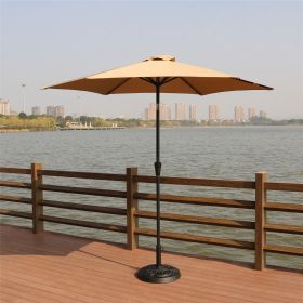 8.8 feet Outdoor Aluminum Patio Umbrella, Patio Umbrella, Market Umbrella with 33 pounds Round Resin Umbrella Base, Push Button Tilt and Crank lift, T