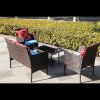 Four-Piece Sofa Set Table With Sofa Chair PE Rattan Outdoor Furniture HY4-001 Box *1 With Sapphire Blue Color Cushion
