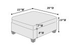 Living Room Furniture Cocktail Ottoman Grey Linen Like Fabric 1pc Plush Ottoman Wooden Legs