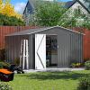 10' x 12' Steel Outdoor Storage Shed, Galvanized Steel Metal Garden Shed with Lockable Doors, Heavy-Duty Storage Tool House for Garden, Backyard, Pati
