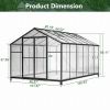 8' x 12' Outdoor greenhouse, heavy duty polycarbonate greenhouse, large walk-in greenhouse with double doors and two ventilation windows, aluminum gre