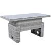 Outdoor Furniture Set Patio Rattan Furniture Set with an Adjustable Table, Recliners with Extendable Side Tables, and Two Ottomans For Patio, Lawn, Ba