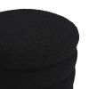 Fuji 19" Oversized Round Storage Ottoman, Ebony Black Boucle