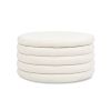 Fuji 36" Round Upholstered Storage Cocktail Ottoman, Ivory White Boucle