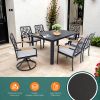 7-PCs Outdoor Patio Aluminum Furniture Set, with 4 Dining Chairs & 2 Swivel Rockers Sunbrella Fabric Cushioned, Nature-Inspired Branch-Like Backrest,
