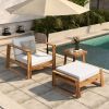 U_STYLE Acacia Wood Outdoor Lounge Set - Chair & Ottoman, Perfect for Patios, Balconies, and Gardens