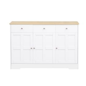 Fancy Design Kitchen Buffet Storage Cabinet With Arched Design - White Sideboard With Door