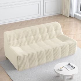 Sofa, Full Sponge Compression Corduroy 3 Seat Sofa, Modern Minimalist Style Corduroy Sofa, Comfortable Compression Sofa, Space Efficient Design   Beig