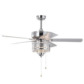 3-Light Chrome Drum Shade LED Ceiling Fan Remote, Traditional Farmhouse Rustic Industrial Bohemian Country Cottage Transitional Glam For Home, Kitchen (Option: Chrome)