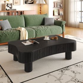 Lift Top Coffee Table For Living Room 42  Fluted Panel Hidden Storage, Silent Hydraulic Lift, Curved Safety Corners, 5 Min Assembly 27W X 13  18.9H, B (Color: Black)